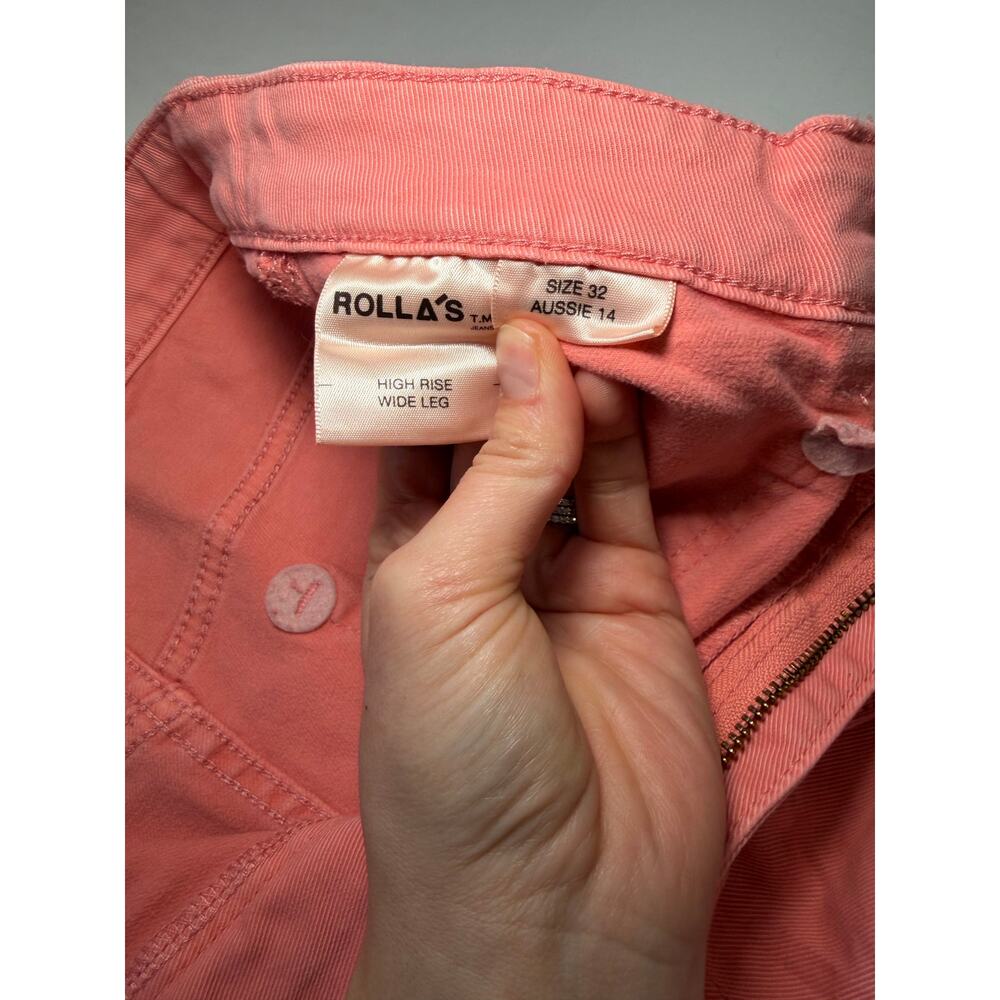 Rollas Sailor Drill High Rise Wide Leg Jeans Peach Pink Size 32 NWT - Picture 7 of 13
